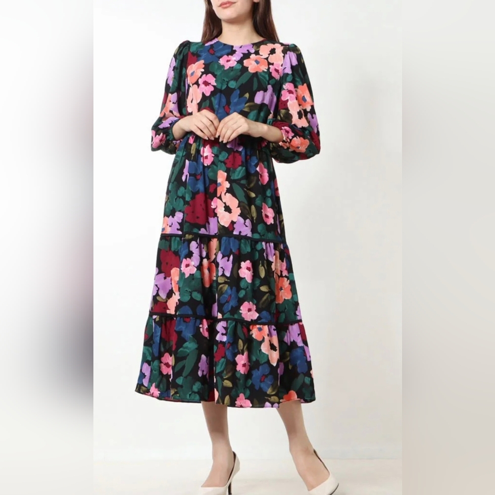 Elegant Floral Long Sleeve Dress